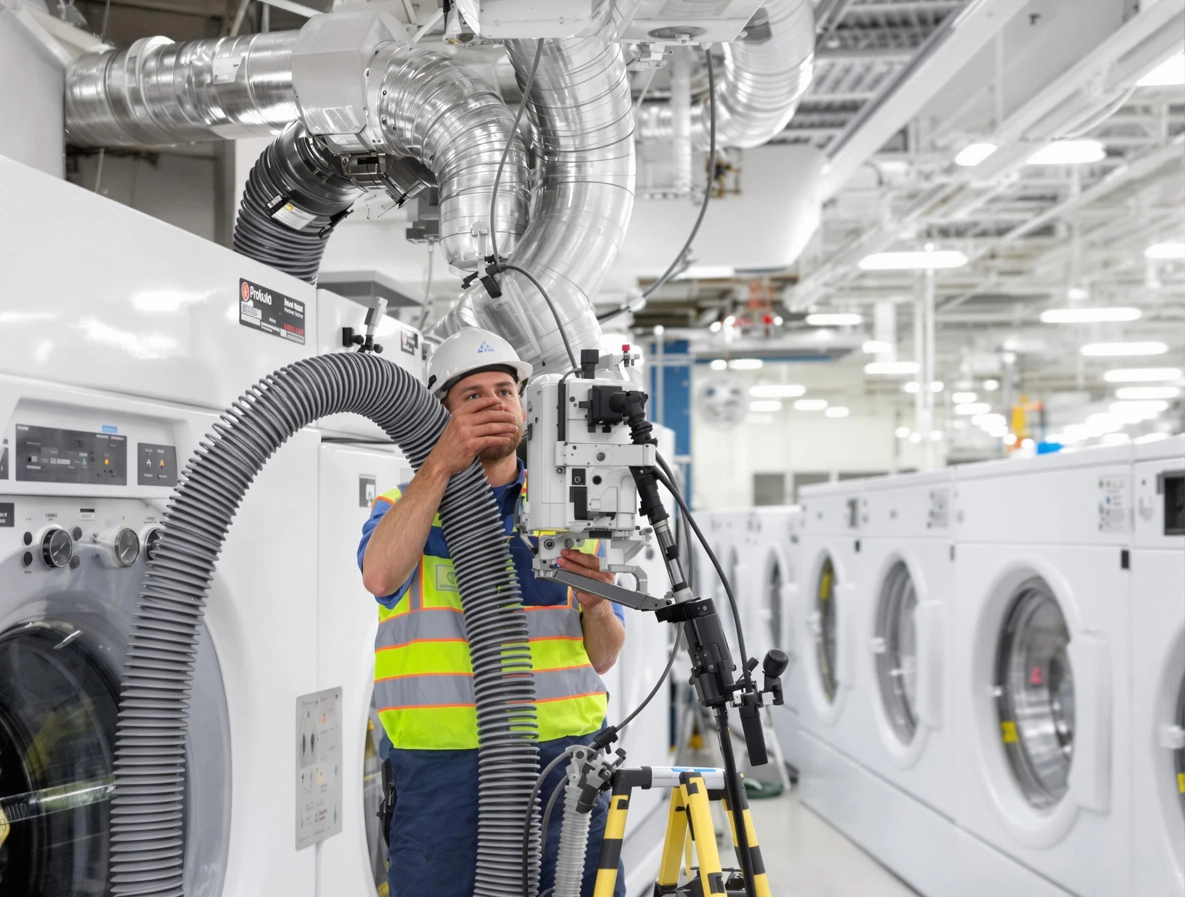 Birmingham Dryer Vent Cleaning team performing commercial-grade dryer vent cleaning at a business facility in Birmingham