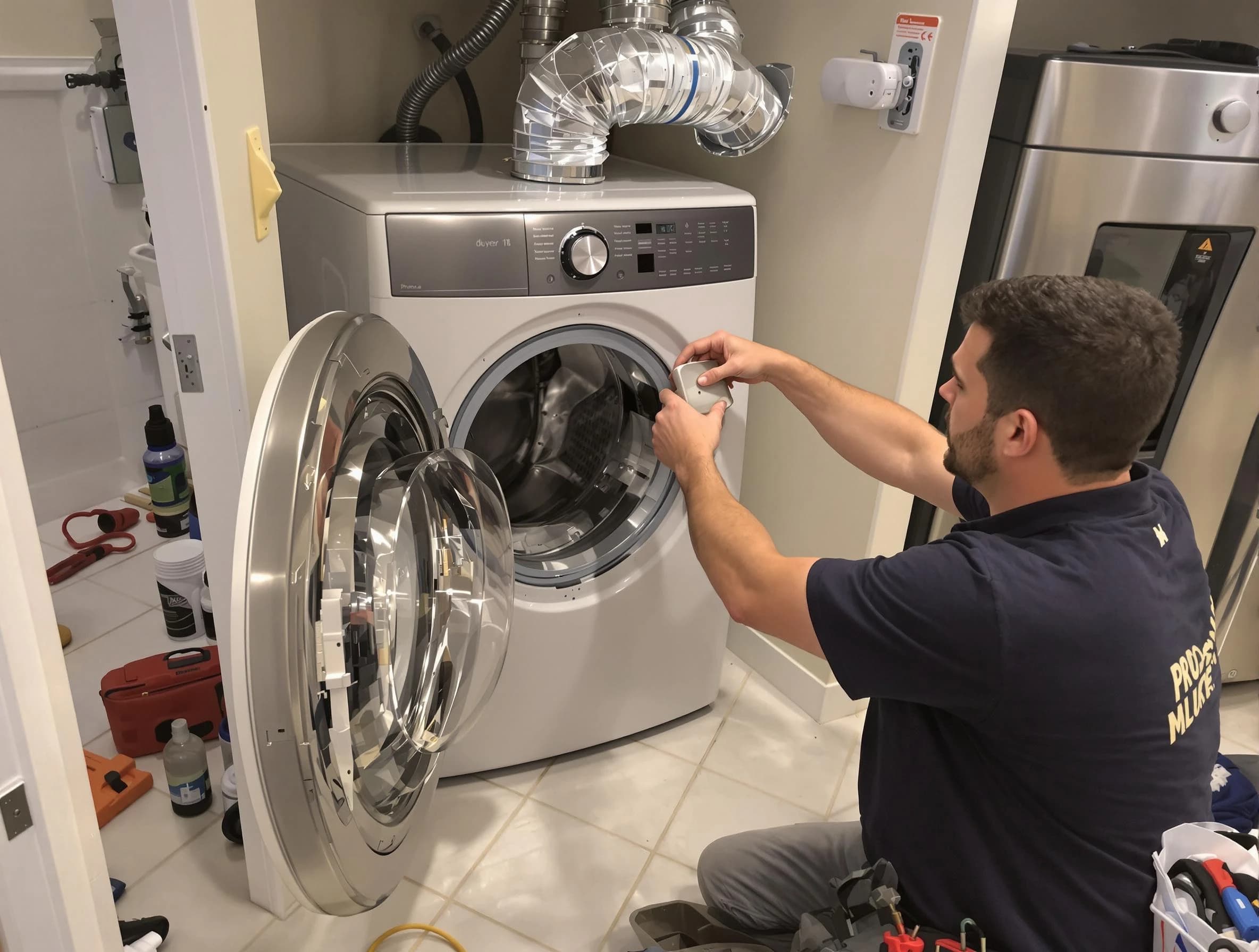 Birmingham Dryer Vent Cleaning technician performing precise dryer vent hose installation in Birmingham