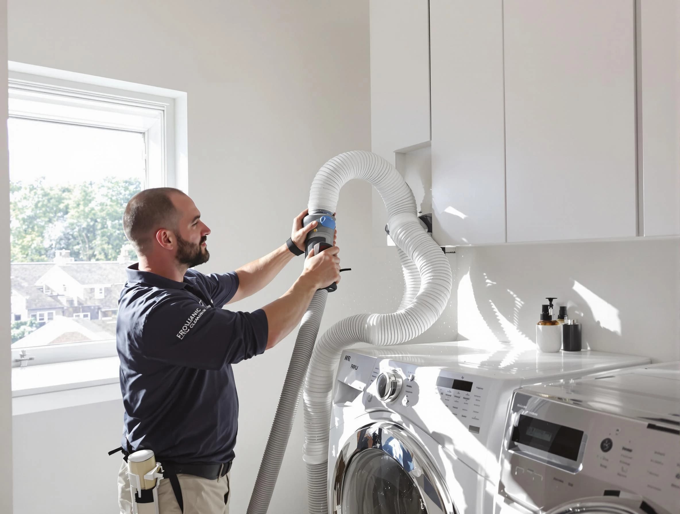 Certified Birmingham Dryer Vent Cleaning technician performing dryer vent cleaning in Birmingham