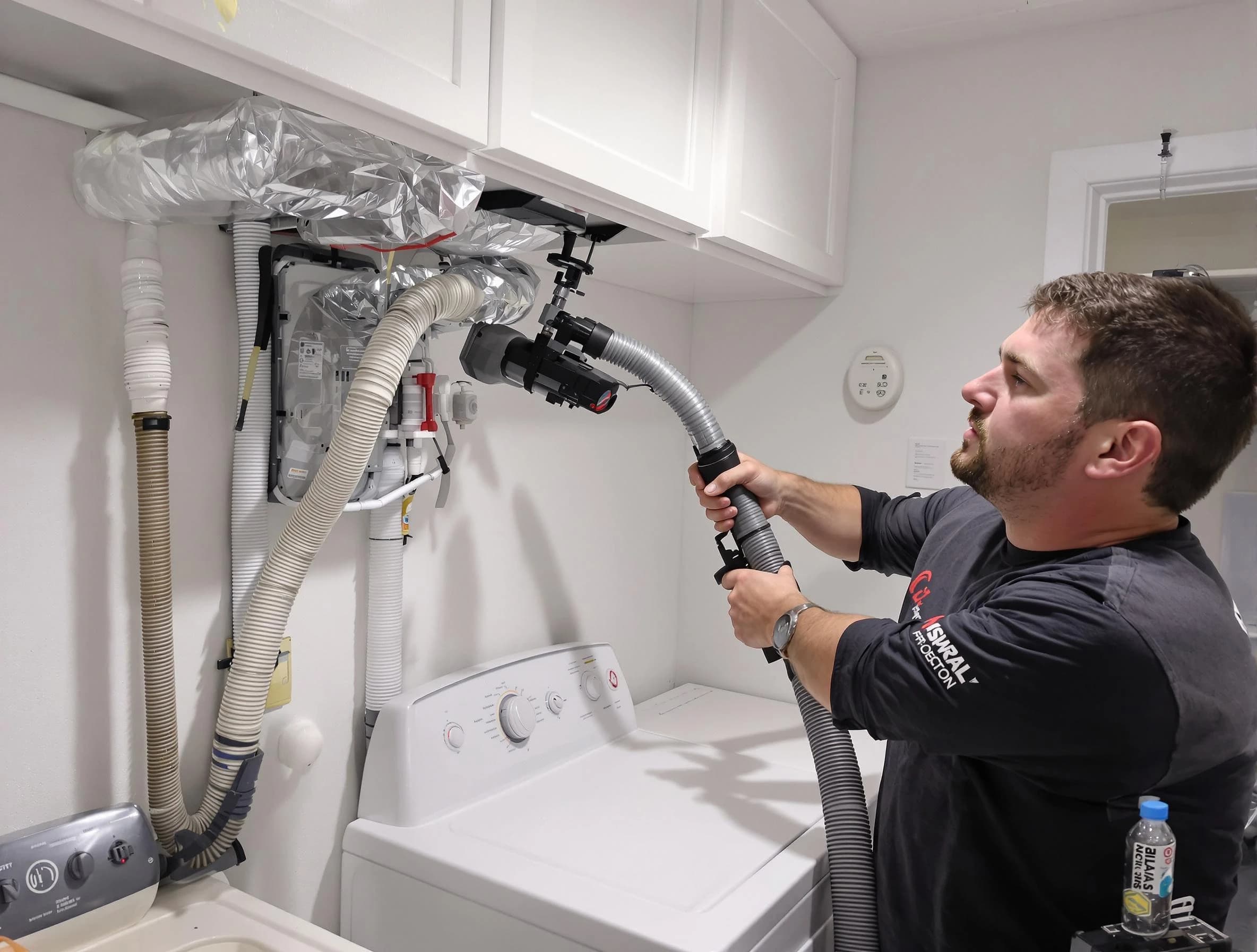 Birmingham Dryer Vent Cleaning certified technician performing safety-focused gas dryer vent cleaning in Birmingham